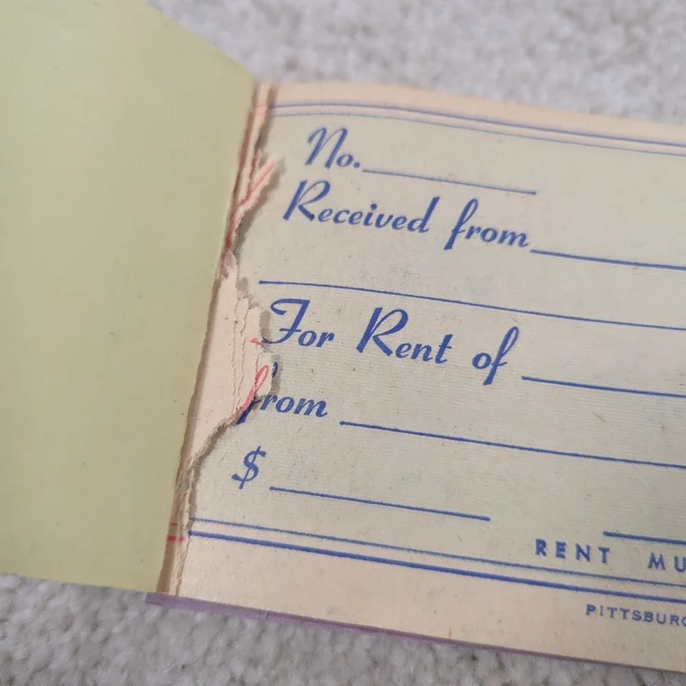 Steel City Rent Receipt Book No. 193 Used With Carbon‎ Paper Vintage 50s 60s